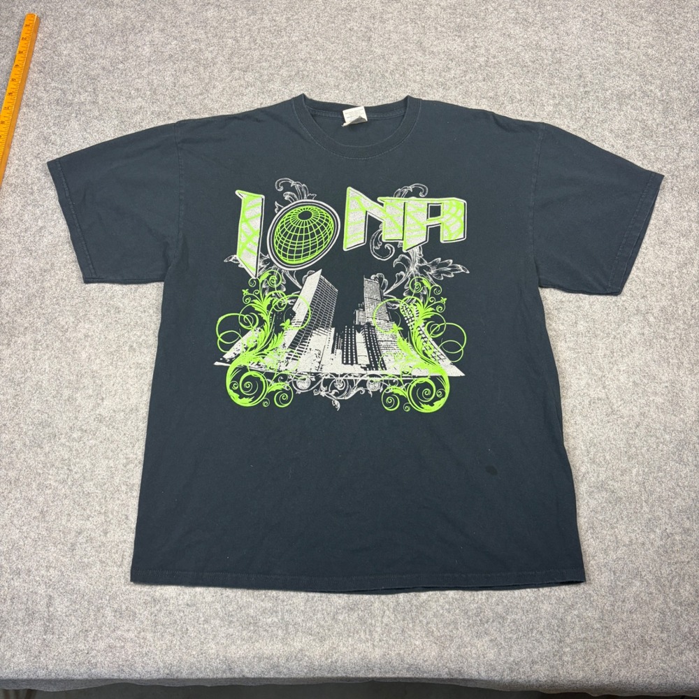Gildan Iona Management Maintenance Corp Graphic T-Shirt XL Black Neon Green